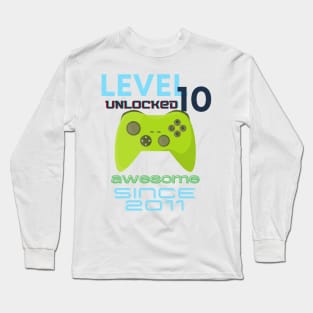 Level 10 Unlocked Awesome 2011 Video Gamer Long Sleeve T-Shirt